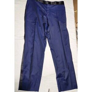 Hugo Boss Mens Tuxedo Pants 34W 24 Navy Blue Black Stripe